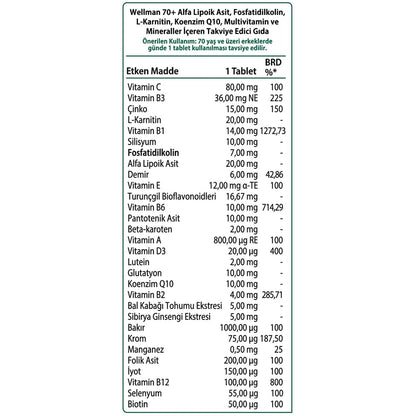 Vitabiotics Wellman 70+ 30 Tabs – Comprehensive Multivitamin for Men 70+