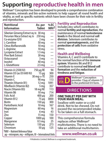 Vitabiotics Wellman Conception 30 Tablets — Male Fertility Support
