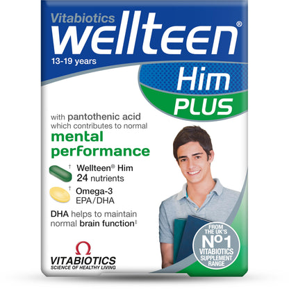 Vitabiotics Wellteen Him Plus Omega-3 for Teens 13-19 | 56 Tablets