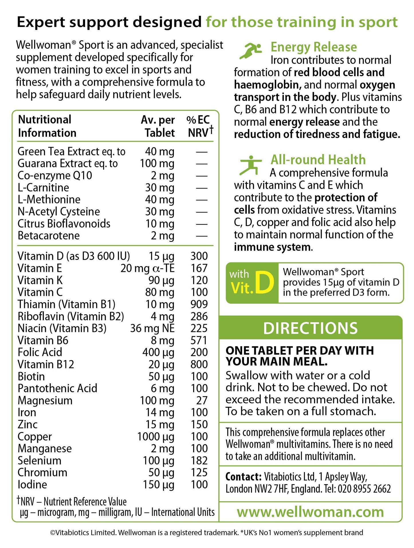 Vitabiotics Wellwoman Sport and Fitness - 30 Tablets