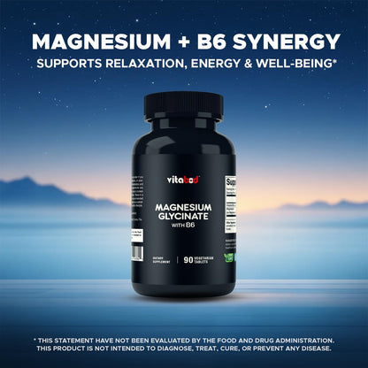 Vitabod Magnesium Glycinate 1000 mg – 180 Tablets (Pack of 2) Chelated Magnesium for Muscle & Heart Health