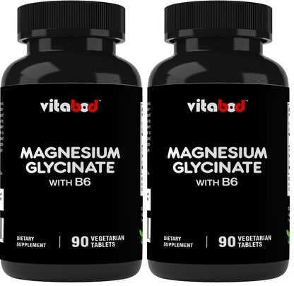 Vitabod Magnesium Glycinate 1000 mg – 180 Tablets (Pack of 2) Chelated Magnesium for Muscle & Heart Health