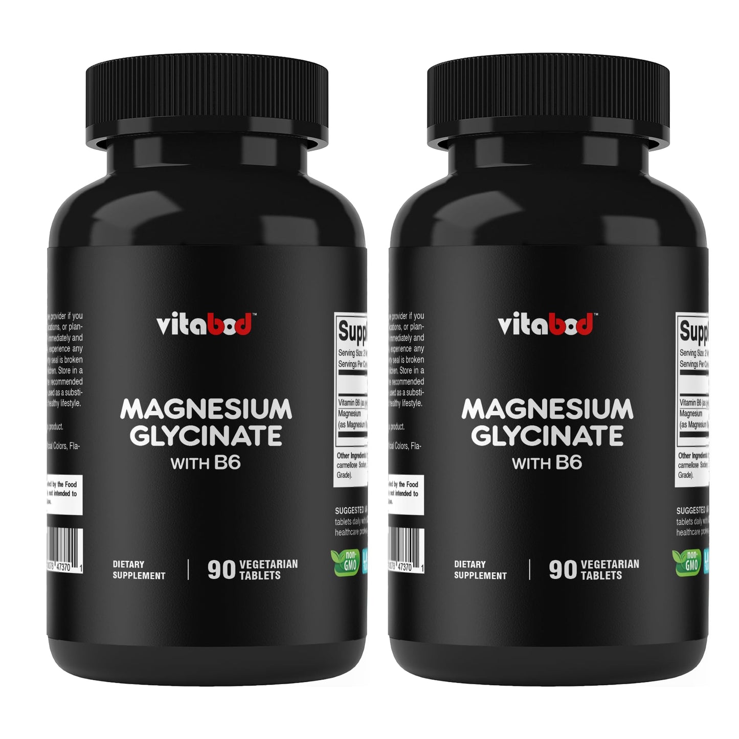 Vitabod Magnesium Glycinate 1000 mg – 180 Tablets (Pack of 2) Chelated Magnesium for Muscle & Heart Health