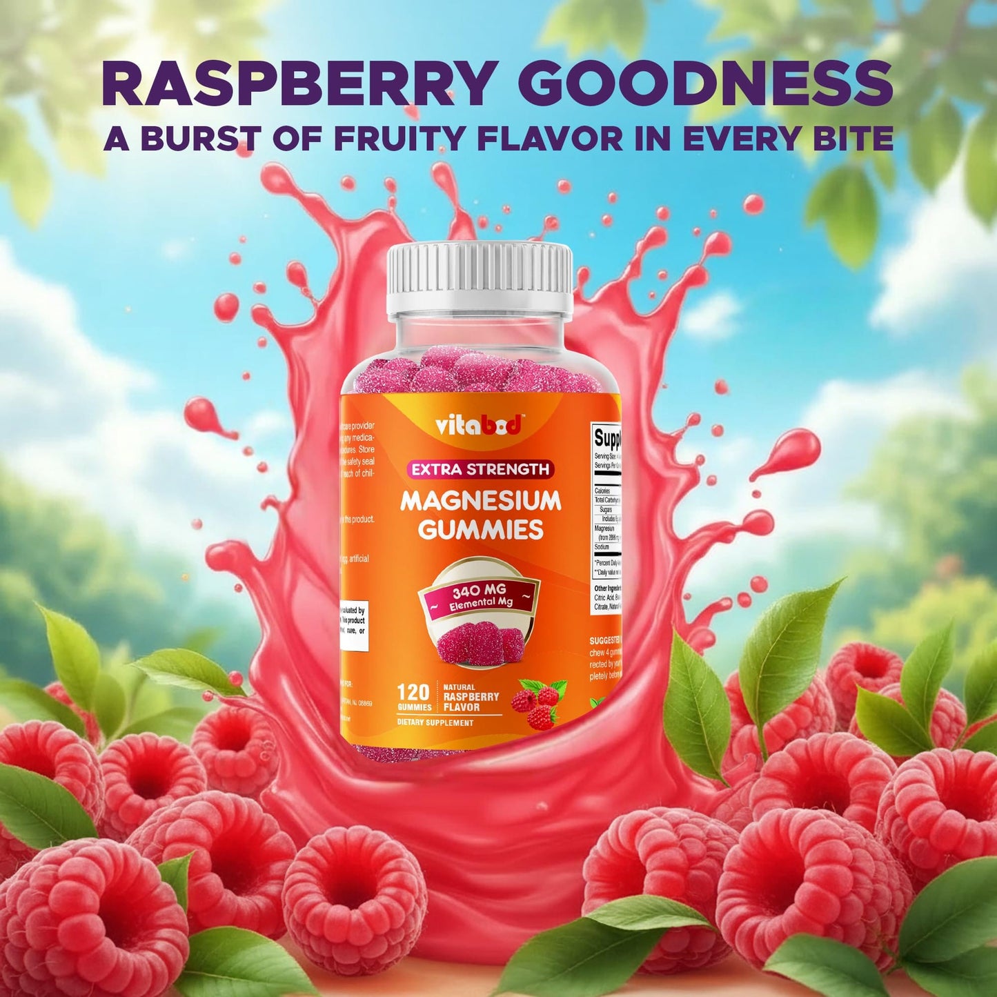 Vitabod Extra Strength Magnesium Gummies – 340 mg | 120 Gummies – Supports Nerve, Muscle & Bone Health