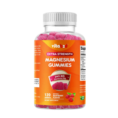 Vitabod Extra Strength Magnesium Gummies – 340 mg | 120 Gummies – Supports Nerve, Muscle & Bone Health