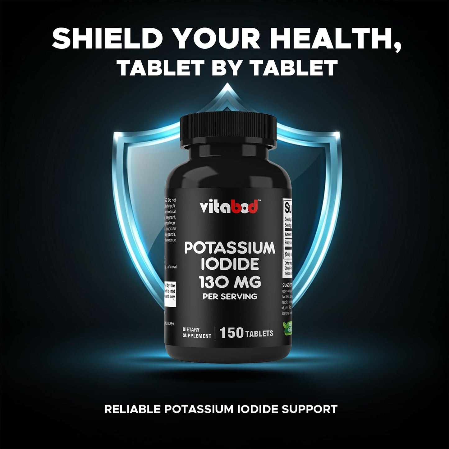 Vitabod Potassium Iodide 130 mg - 150 Tablets (2 Bottles) | Made in USA