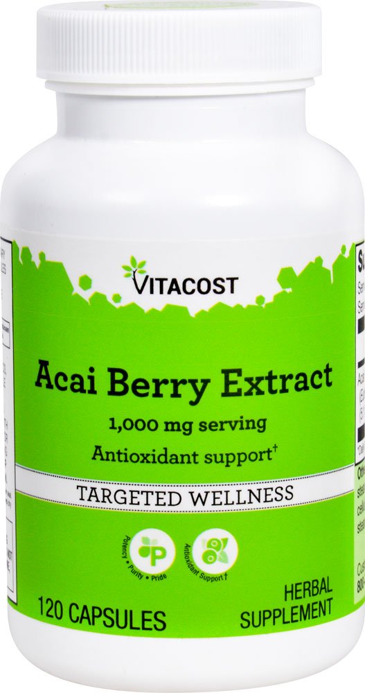 Vitacost Acai Berry Extract 1000 mg per Serving | 120 Capsules