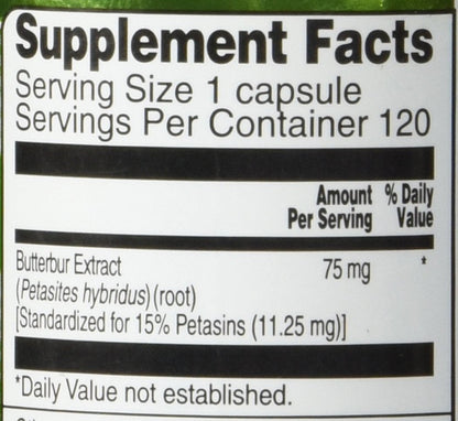 Vitacost Butterbur Extract - Standardized 75 mg | 120 Capsules