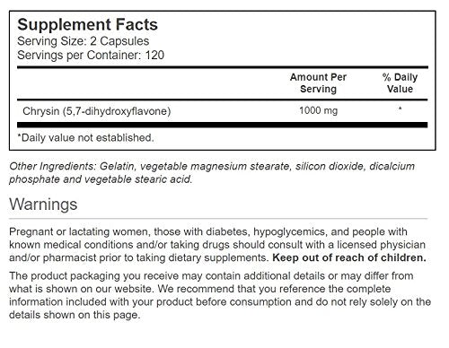 Vitacost Chrysin 5,7-Dihydroxyflavone 1000 mg per Serving | 240 Capsules