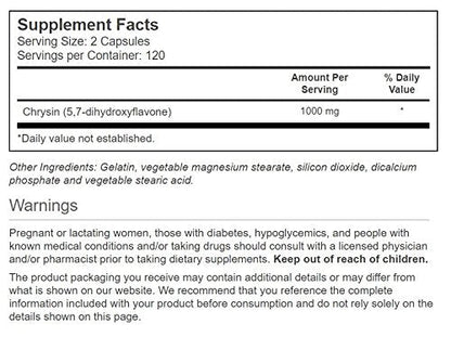 Vitacost Chrysin 5,7-Dihydroxyflavone 1000 mg per Serving | 240 Capsules