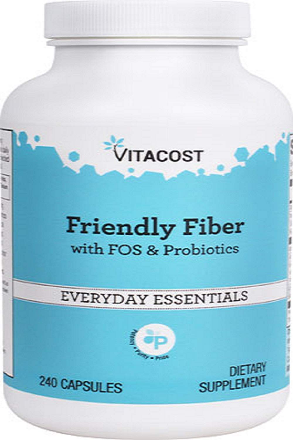 Vitacost Friendly Fiber with FOS & Probiotics – 240 Capsules