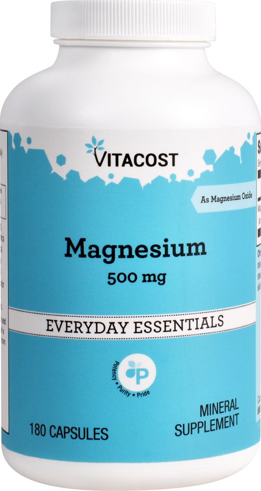 Vitacost Magnesium - 500 mg - 180 Capsules | High-Potency Magnesium Supplement