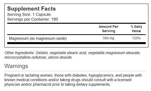 Vitacost Magnesium - 500 mg - 180 Capsules | High-Potency Magnesium Supplement