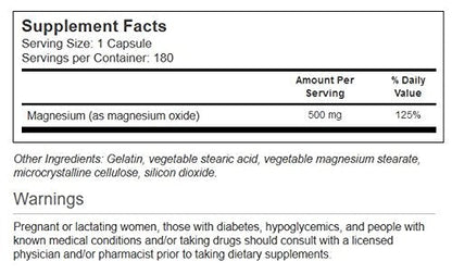 Vitacost Magnesium - 500 mg - 180 Capsules | High-Potency Magnesium Supplement