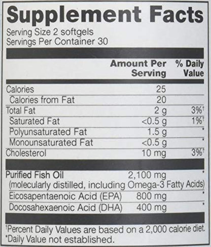 Vitacost Mega EFA Omega-3 EPA & DHA Fish Oil - 60 Softgels
