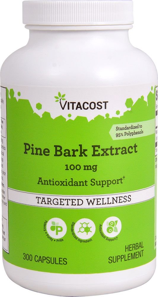 Vitacost Pine Bark Extract 100 mg | 95% OPCs | 300 Capsules