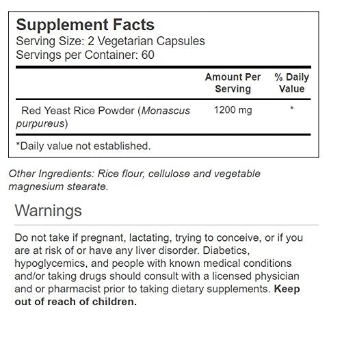 Vitacost Red Yeast Rice - 1200 mg - 120 Vegetarian Capsules