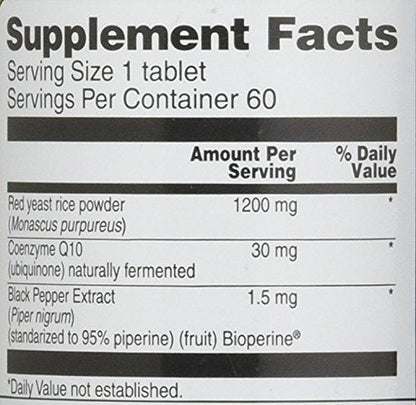 Vitacost Red Yeast Rice 1200 mg with CoQ10 - Extended Release - 60 Tablets