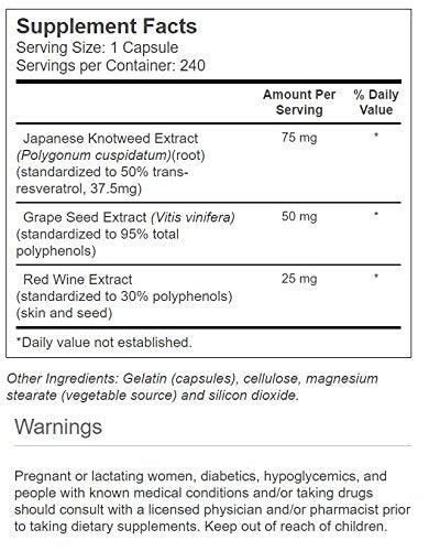 Vitacost Resveratrol + Grape Seed & Red Wine Extracts - 240 Capsules