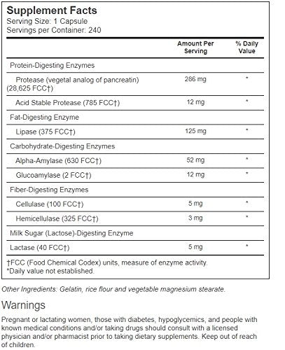 Vitacost Super Daily Enzymes - 240 Capsules | Broad-Spectrum Digestive Support