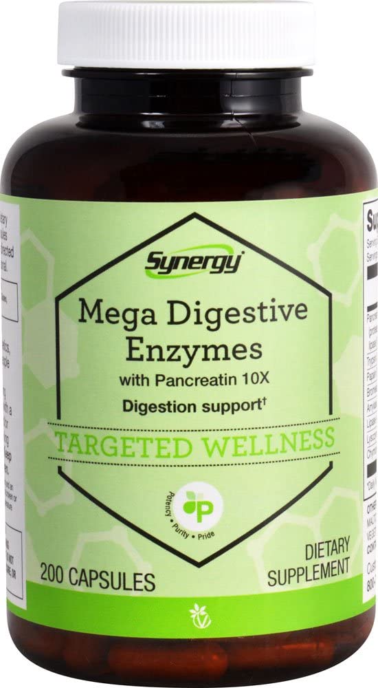 Vitacost Synergy Mega Digestive Enzymes 10X Pancreatin – 200 Capsules