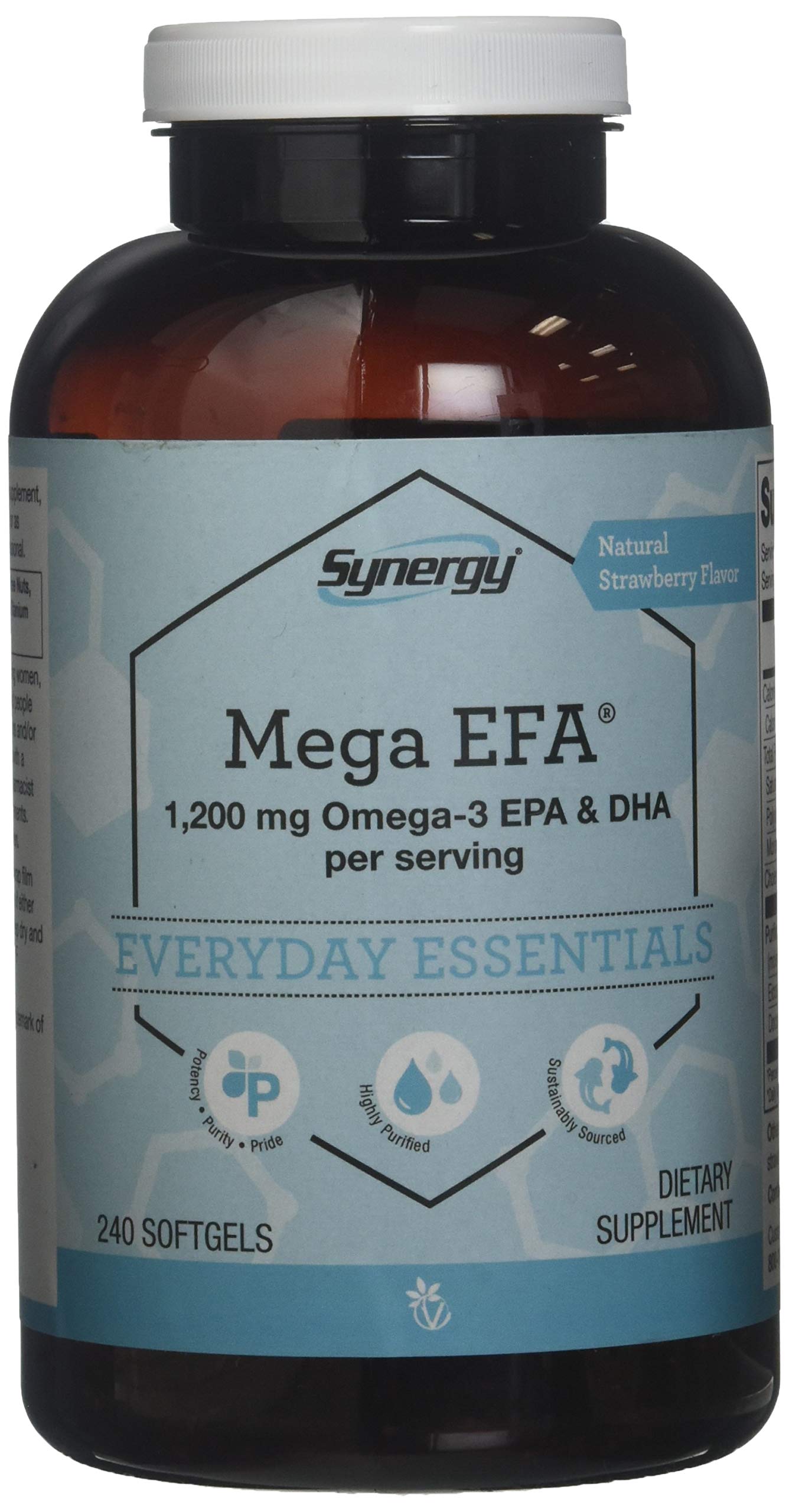Vitacost Synergy Mega EFA Mini Gels 1200 mg Omega-3 EPA & DHA – Natural Strawberry | 240 Softgels