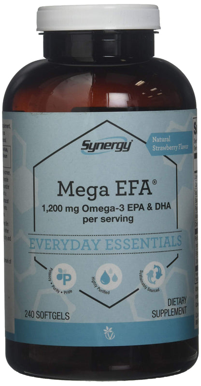 Vitacost Synergy Mega EFA Mini Gels 1200 mg Omega-3 EPA & DHA – Natural Strawberry | 240 Softgels