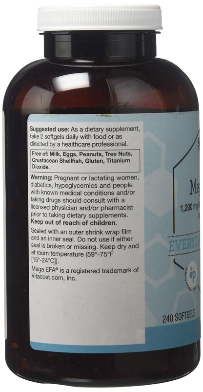 Vitacost Synergy Mega EFA Mini Gels 1200 mg Omega-3 EPA & DHA – Natural Strawberry | 240 Softgels