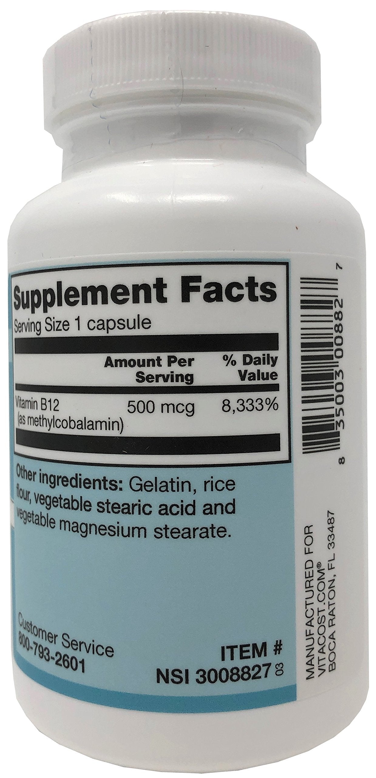 Vitacost Vitamin B-12 Methylcobalamin 500 mcg - 300 Capsules
