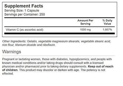 Vitacost Vitamin C 1000 mg - 250 Capsules | High Potency