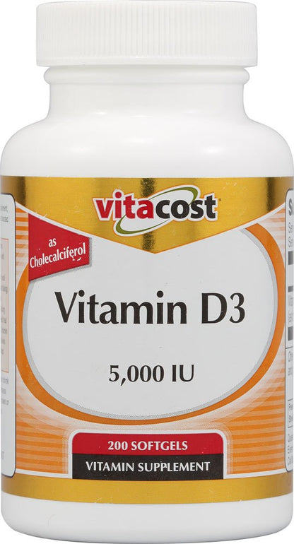 Vitacost Vitamin D3 5000 IU - 200 Softgels | Vitamin D3 Supplement