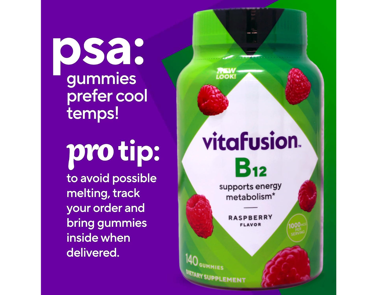 Vitafusion B-12 1000mcg Gummy – 140 Count (Pack of 2) | Vitamin B12 Supplement