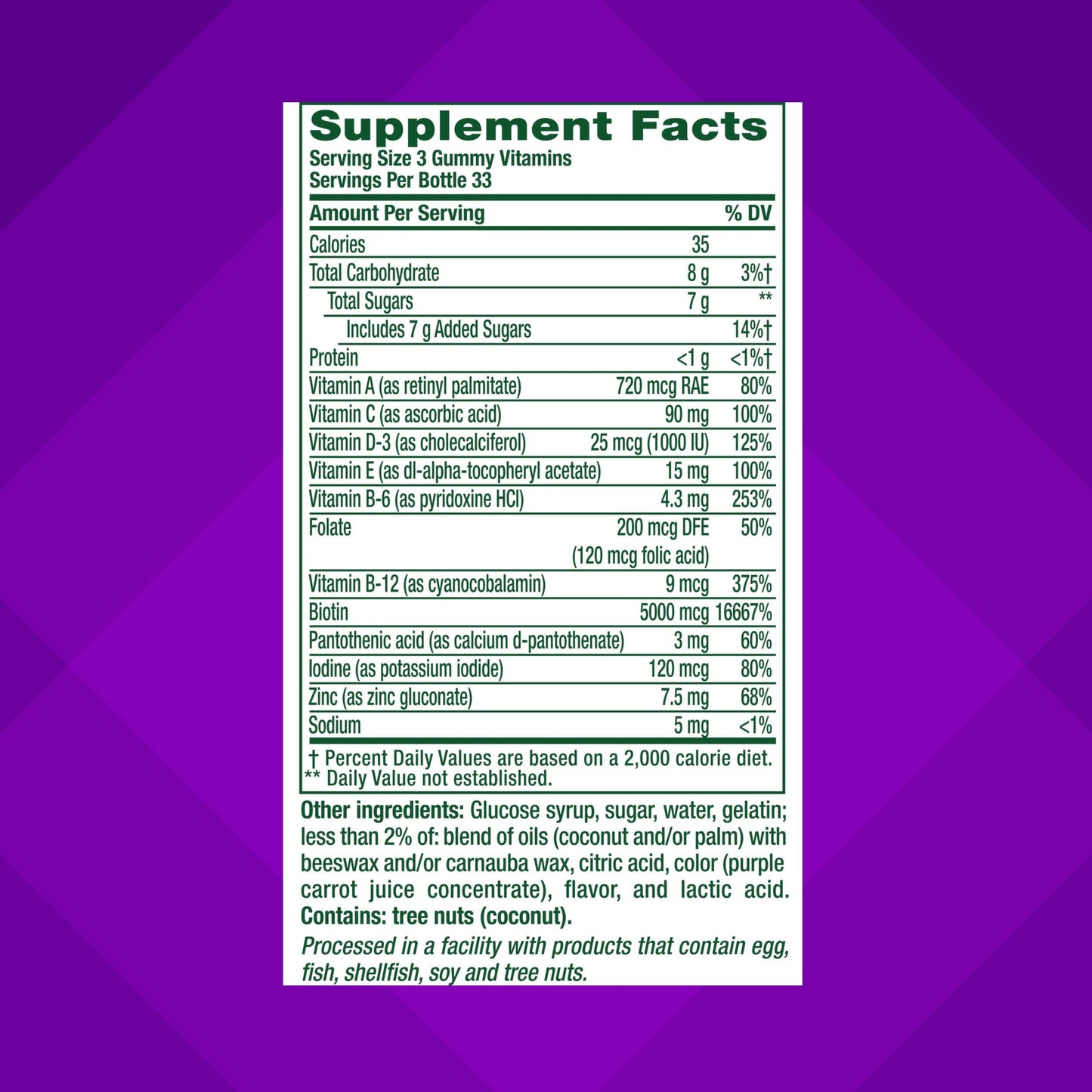 Vitafusion Gorgeous Hair, Skin Nails Gummies – Raspberry 100ct