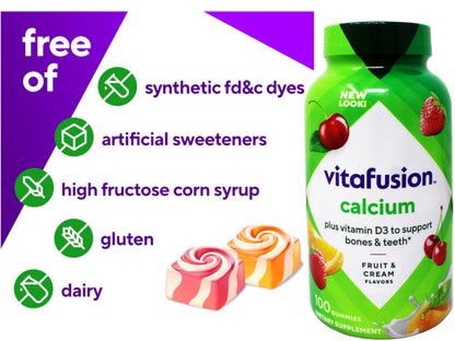 VitaFusion Calcium 500 mg Gummies with Vitamin D3 - 100 ct Pack of 2