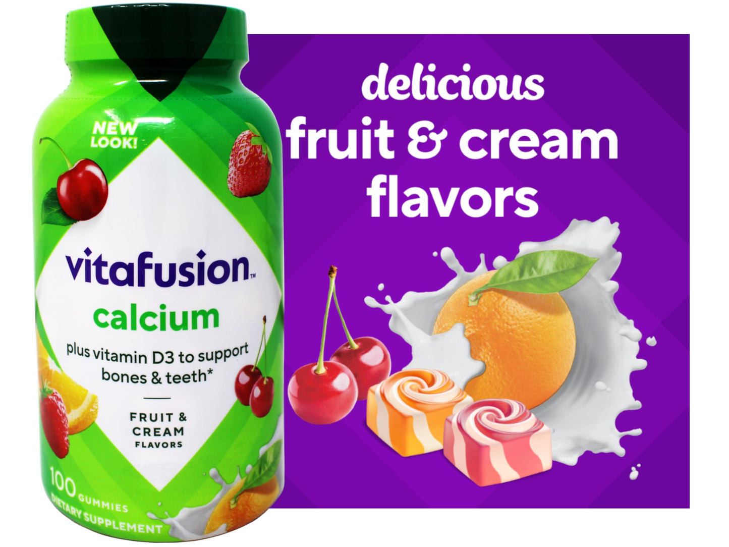 VitaFusion Calcium 500 mg Gummies with Vitamin D3 - 100 ct Pack of 2