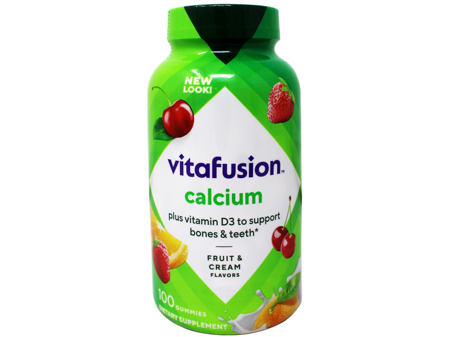 Vitafusion Calcium Gummies with Vitamin D for Adults – 500 mg Calcium, 1000 IU Vitamin D, Pack of 2 (2x100-count)