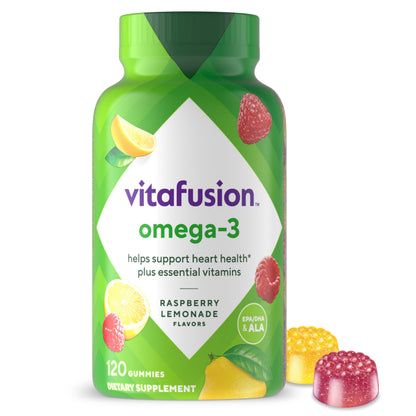 Vitafusion Omega-3 Gummy Vitamins – Berry Lemonade, 120 Count (60-Day Supply) EPA/DHA 100 mg + Vitamins A, C, D & E