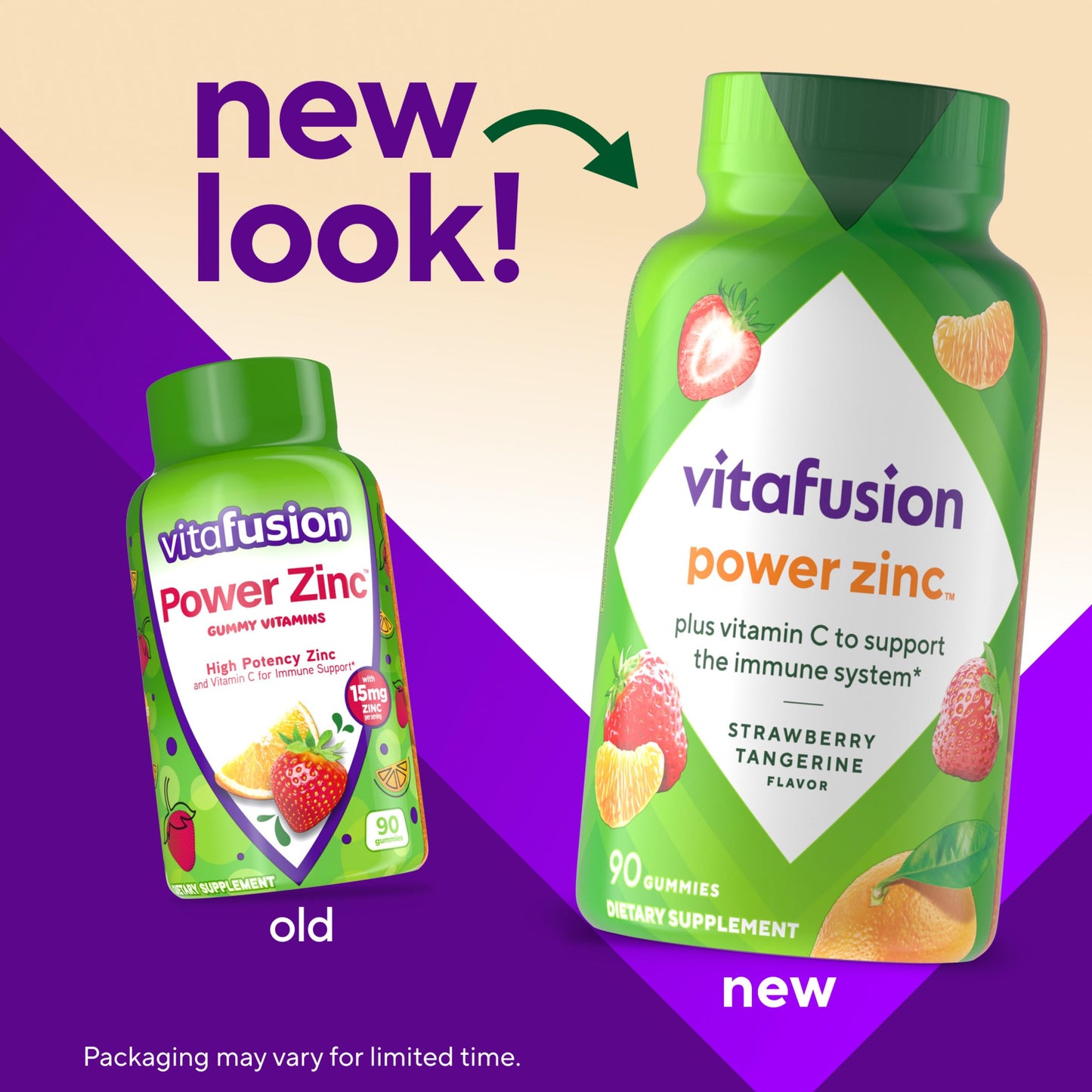 Vitafusion Power Zinc Gummy Vitamins – Immune Support, Strawberry Tangerine, 90 Count