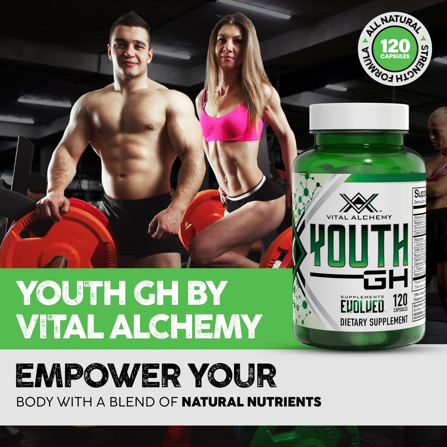 Vital Alchemy Youth – L-Theanine, Melatonin, Valerian, GABA, Magnesium & Zinc | 120 Capsules