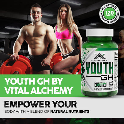 Vital Alchemy Youth – L-Theanine, Melatonin, Valerian, GABA, Magnesium & Zinc | 120 Capsules