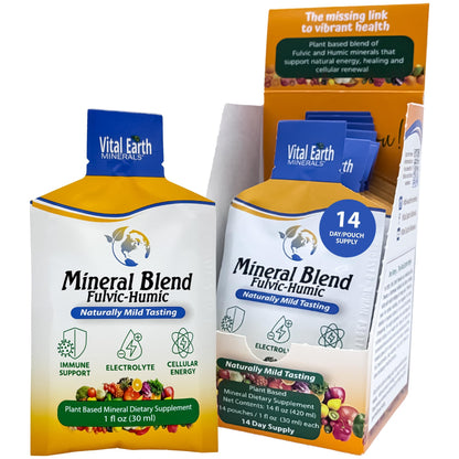 Vital Earth Minerals Detox & Wellness – Fulvic Humic Mineral Blend with 70+ Minerals, Electrolytes, 14 Liquid Pouches