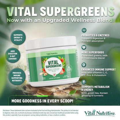 Vital Greens Superfood Powder – 40+ Superfoods, Probiotics, Vegan
