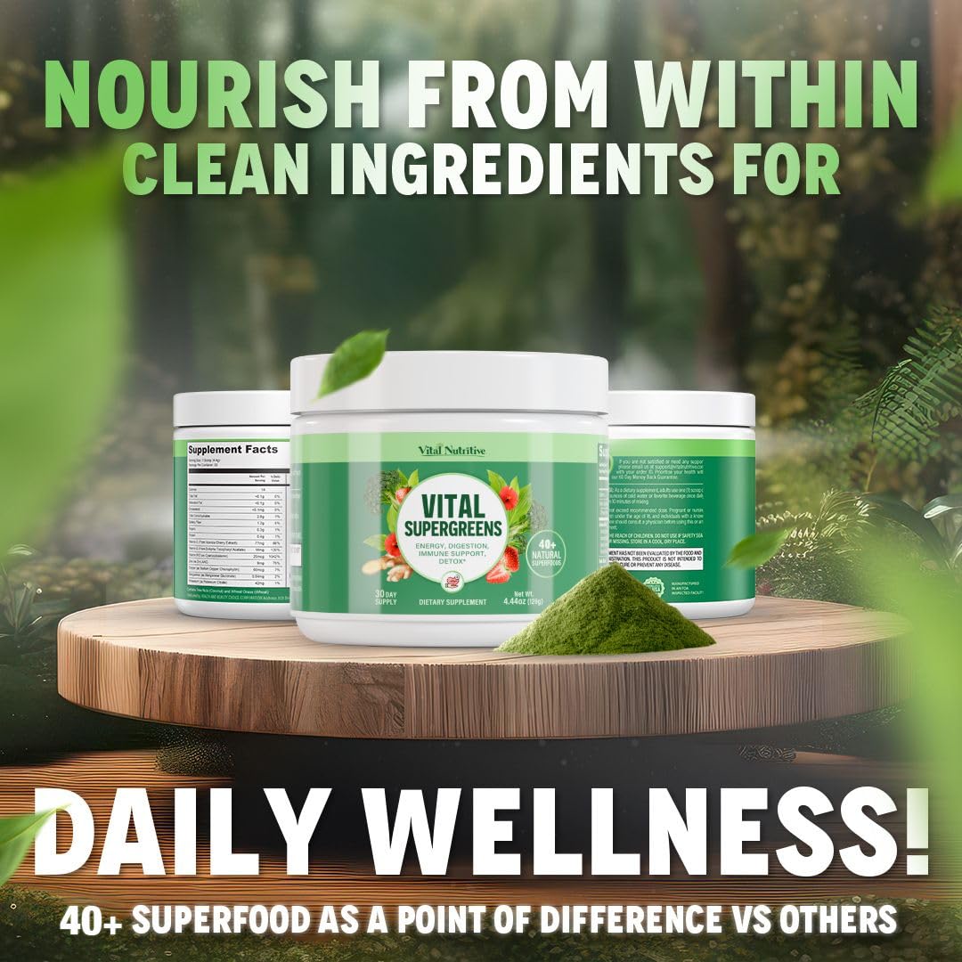 Vital Greens Superfood Powder – 40+ Superfoods, Probiotics, Vegan
