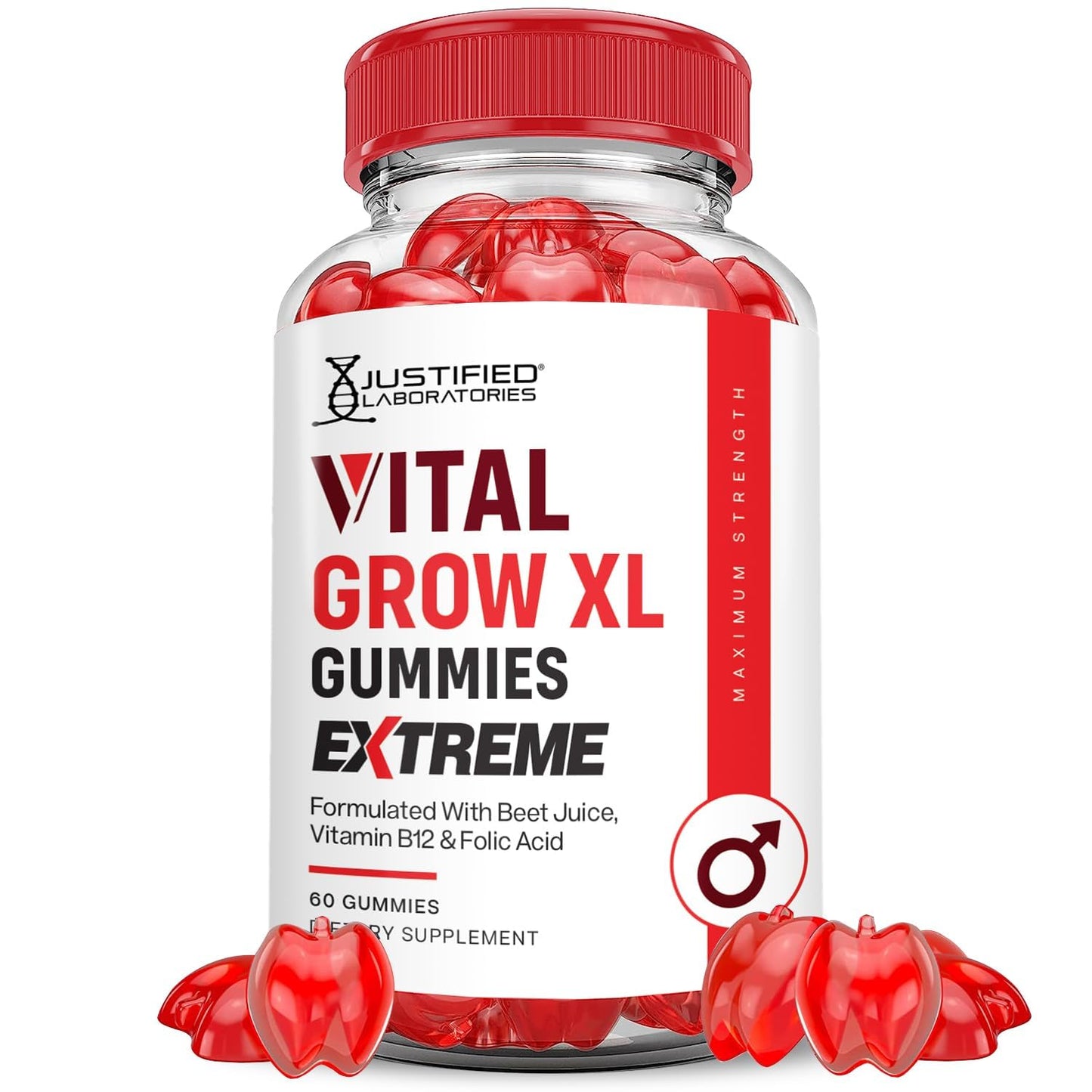 Justified Laboratories Vital Grow XL Extreme 2000MG Gummies – Vegan, Non-GMO, ACV Formula