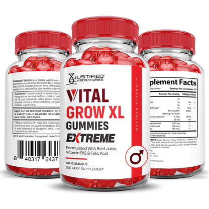 Justified Laboratories Vital Grow XL Extreme 2000MG Gummies – Vegan, Non-GMO, ACV Formula
