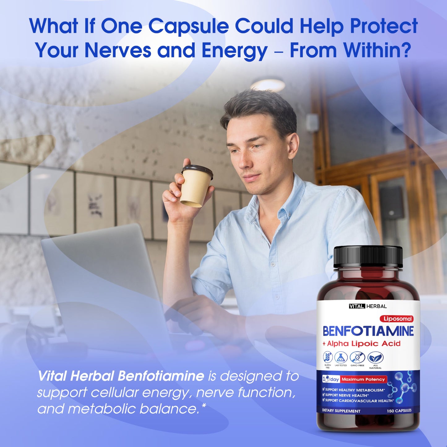 VITAL HERBAL Liposomal Benfotiamine with Alpha Lipoic Acid - Maximum Potency - Made in The USA