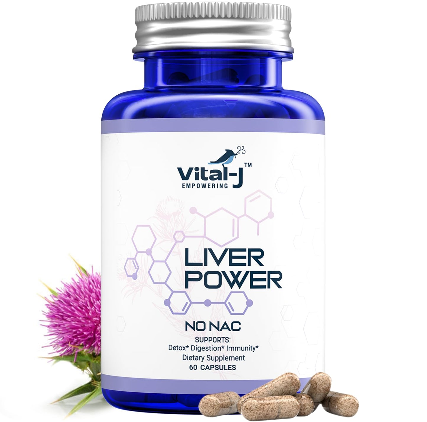 Vital-J 21-in-1 Liver Support Supplement – Detox, Repair & Digestion with Milk Thistle, Zinc, Beetroot (60 capsules)
