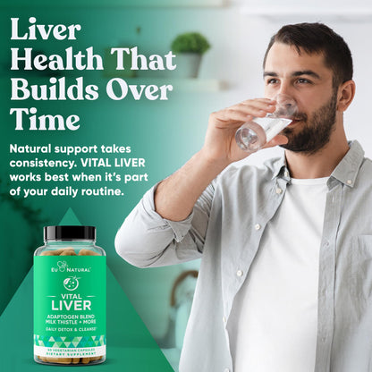 Vital Liver Cleanse Detox and Repair – 9-in-1 Liver Support (Milk Thistle, Artichoke, Turmeric) – 60 Vegetarian Soft Capsules