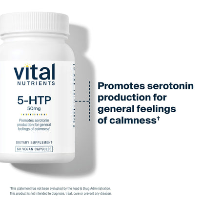 Vital Nutrients 5-HTP 50mg (5-HTP) – Vegan Serotonin Support • Sleep & Stress • 60 Capsules