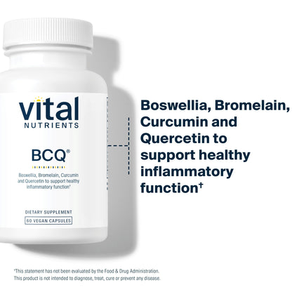 Vital Nutrients BCQ Vegan Joint Support – Boswellia, Bromelain, Curcumin & Quercetin | 60 Capsules